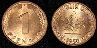 Germany 1 Pfennig Germany - Federal Republic 1950 F GEM BU RED KM# 105 (27 276) -