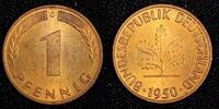 Germany 1 Pfennig Germany - Federal Republic 1950 G GEM BU RED KM# 105 (27 277) -