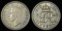 United Kingdom 6 Pence Great Britain George VI Copper-Nickel 1949 KM# 875 (24 241) -