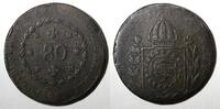 Brazil 80 Reis BRAZIL Pedro I Copper 1828 R Dark Brown 40 mm KM# 366.1 (27 452) -