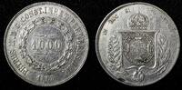 Brazil 1000 Reis BRAZIL Pedro II Silver 1863 Rio de Janeiro Mint KM# 465 (27 460) -