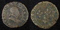 France Denier FRANCE Henri III (1574-1589) Copper 1580 Tournois 2,59g. (27 181) -