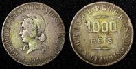 Brazil 1000 Reis BRAZIL Silver 1910 Toned KM# 507 (27 464) -