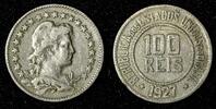 Brazil 100 Reis BRAZIL Copper-Nickel 1927 Rio de Janeiro Mint KM# 518 (27 596) -