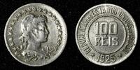 Brazil 100 Reis BRAZIL Copper-Nickel 1925 Rio de Janeiro Mint KM# 518 (27 595) -