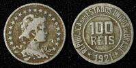 Brazil 100 Reis BRAZIL Copper-Nickel 1921 Rio de Janeiro Mint KM# 518 (27 600) -