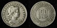 Brazil 100 Reis BRAZIL Copper-Nickel 1918 Rio de Janeiro Mint BETTER DATE KM# 518 (599) -