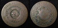 Brazil 20 Reis BRAZIL Pedro I ND B KM# 436.2 Countermark on 40 Reis Bahia Mint (496) -