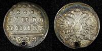 Russian Federation 10 Kopeks RUSSIA Anna I Silver 1734/3 Grivennik OVERDATE RARE KM# 194 (27 310) -
