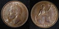 United Kingdom 1 Penny Great Britain George VI Bronze 1945 WWII UNC KM# 845 (27 750) -