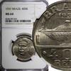 Brazil 400 Reis BRAZIL Oswaldo Cruz Copper-Nickel 1937 NGC MS64 KM# 539 (029) -