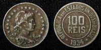 Brazil 100 Reis BRAZIL Copper-Nickel 1934 Rio de Janeiro Mint KM# 518 (27 785) -