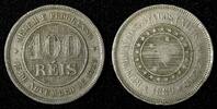 Brazil 100 Reis BRAZIL Copper-Nickel 1889 27 mm 1st Year Type KM# 492 (27 814) -