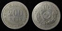 Brazil 200 Reis BRAZIL Pedro II Copper-Nickel 1874 32 mm KM# 478 (27 810) -