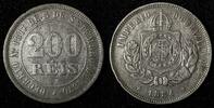 Brazil 200 Reis BRAZIL Pedro II Copper-Nickel 1884 32 mm Last Year KM# 478 (27 812) -