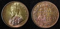 India 1/4 Anna India-British George V Bronze 1936 (B) GEM BU Toned KM# 512 (27 727) -