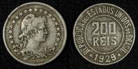Brazil 200 Reis BRAZIL Copper-Nickel 1929 Liberty 25mm KM# 519 (27 799) -
