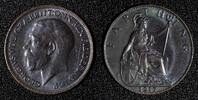 United Kingdom 1917 Farthing Great Britain George V Bronze Dark finish KM# 808.1 ( 28 017) -