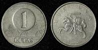 Lithuania 1 Litas Lithuania Copper-Nickel 2001 Horserider KM# 111 (27 972) -