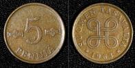 Finland 5 Penniä Finland Copper 1963 5 Penniä 1st Year Type KM# 45 (28 093) -