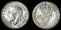 United Kingdom 3 Pence Great Britain George V Silver 1911 1st Year for Type UNC KM# 813 (126) -