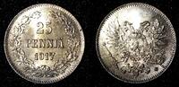 Finland 25 Pennia Finland Silver 1917 S Civil War Coinage GEM BU Nice Toned KM#19 (28) -
