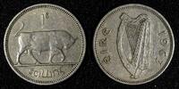 Ireland 1963 Shilling Ireland Republic Copper-Nickel Bull KM# 14a (28 023) -