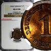 Germany 1 Pfennig Germany - Empire Wilhelm II 1900 E NGC MS63 RB RED BROWN KM# 10 (072) -