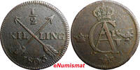 Sweden 1/2 SKILLING SWEDEN 1803 OVERSTRUCK ON 1 ORE 1769 S.M. EARLY SCARCE DATE (386) -
