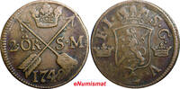 SWEDEN COPPER Frederick I 1749 2 Ore, S.M. Struck at Avesta Mint KM# 437(2334) Uncertified
