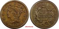 United States Large Cent US Copper 1854 Braided Hair 1c EX.LUX FAMILY COLLECTION (12 055) -