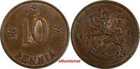 Finland Copper 1924 10 Penniä Helsinki Mint KM# 24 (17 428) Uncertified