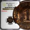 Germany 1 Pfennig Germany - Empire Wilhelm I 1876 A NGC MS64 BN TOP GRADED KM# 1 (125) -