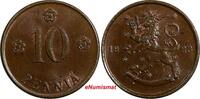10 Pennia Finland Copper 1923  KEY DATE RARE Mintage-910,000 UNC KM# 24 (17 981) SPL