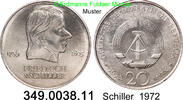 DDR Deutschland 20 Mark 1972 Schiller . 349.0038.11 SPL