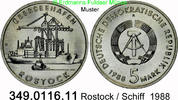 DDR Deutschland 5 Mark Rostock / Schiff . 349.0116.11 -