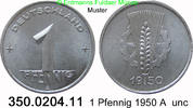 DDR Deutschland 1 Pfennig Ähre auf Zahnrad . 350.0204.11 -