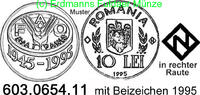 Romania Rumänien 10 Lei *133.2 KM117.2 MIT Beizeichen N . 603.0654.11 -