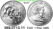 Philippinen 1 Piso *84 KM243 Y89 FAO Mindorobüffel . 569.0713.11 -