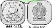 Sri Lanka 5 Cents *77a KM139a . 666.0135.11 -