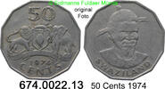 Swaziland Swasiland 50 Cents *12 KM12 Sobhuza II. Elefant + Löwe . 674.0022.13 -