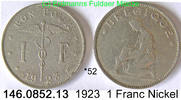Belgium Belgien 1 Franc *52 KM89 franz. Merkurstab . 146.0852.13 -