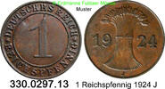 Weimarer Republik 1 Reichspfennig J.313 Ähren . 330.0297.13 -