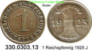 Weimarer Republik 1 Reichspfennig J.313 Ähren . 330.0303.13 -