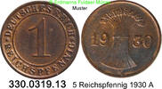 Weimarer Republik 1 Reichspfennig J.313 Ähren . 330.0319.13 -