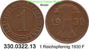 Weimarer Republik 1 Reichspfennig J.313 Ähren . 330.0322.13 -