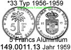 Belgian Congo und Ruanda Urundi 5 Francs *33 KM3 Palme . 149.0011.13 -