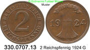 Weimarer Republik 2 Reichspfennig J.314 Ähren . 330.0707.13 -