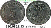 Deutschland Kaiserreich 5 Pfennig J.12 großer Adler . 330.0862.13 -