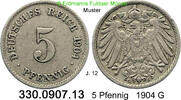 Deutschland Kaiserreich 5 Pfennig J.12 großer Adler . 330.0907.13 -